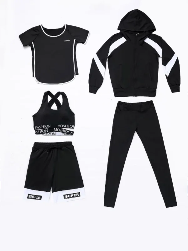 Korean Style 5 Piece Fitness Training Seamless Yoga Suit - Image 6