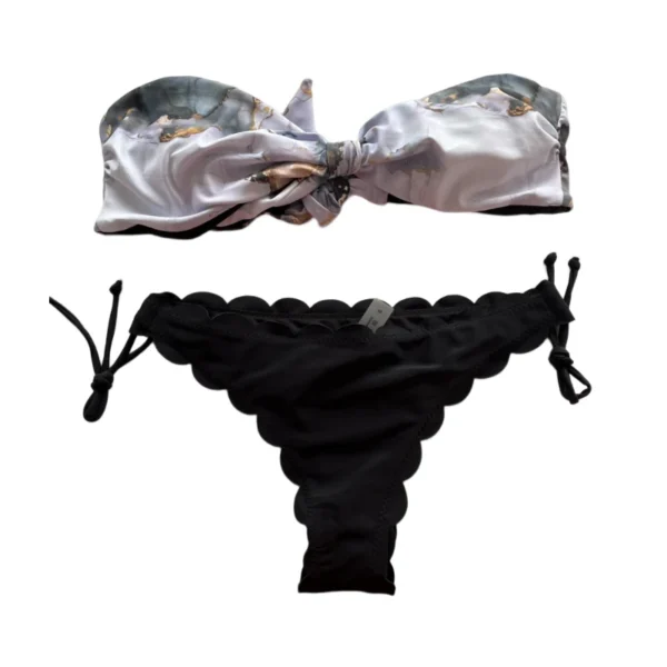 Sexy Bikini Strapless Ruffled Bow Drawstring Bikini - Image 8