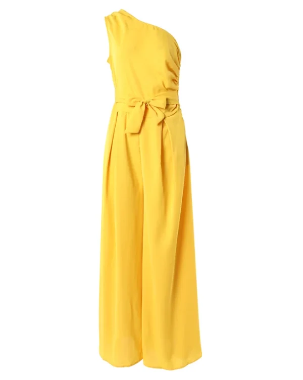 Elegant Wide Leg One Shoulder Casual Jumpsuit