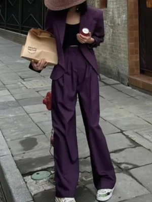 Women's Purple Pantsuit Elegant Office dress