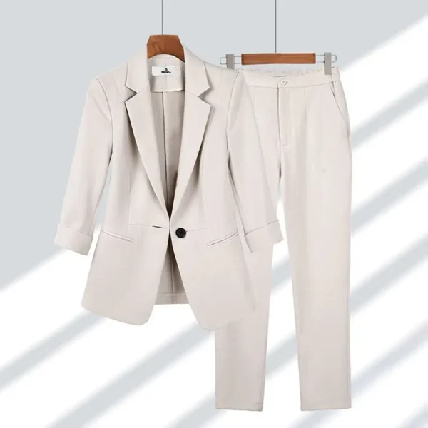 Casual Blazer And Pant For Office Lady Notched Collar Coat - Image 3