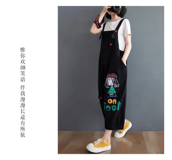 Cute Summer Jumpsuit Cartoon Print Denim Comfy Jumpsuits