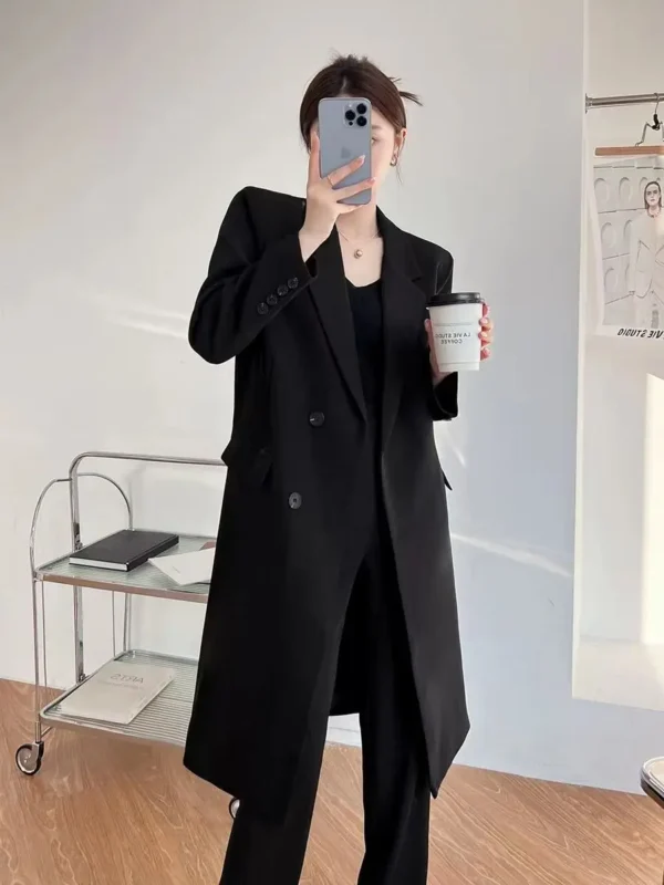 Fashionable Korean Style Long Coat Single Breasted Coats - Image 6