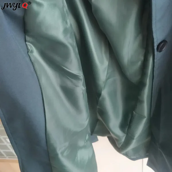 Womenlong Slim- Fit Trench Coat Turn Down Collar Overcoat - Image 5