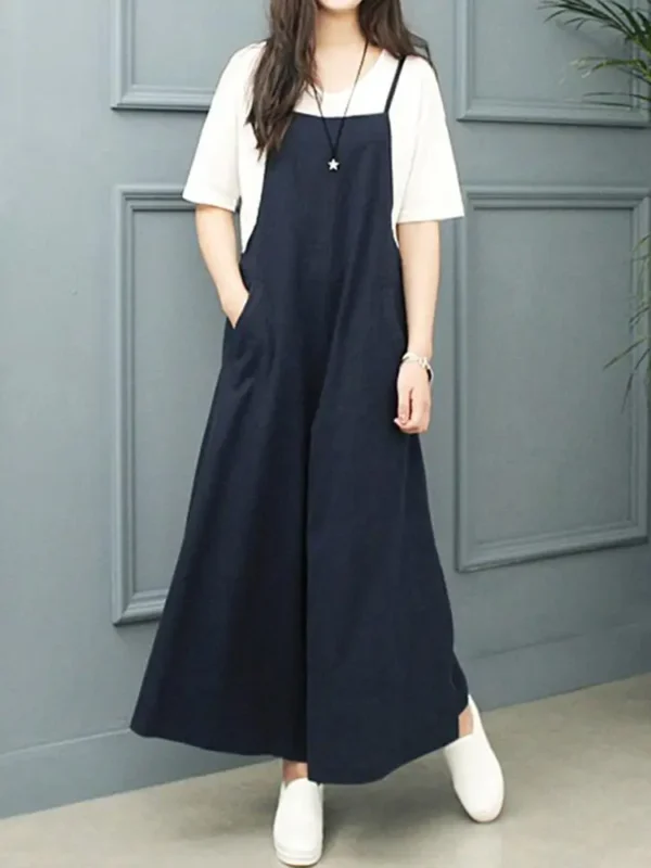 Women'S Overalls Elegant Wide Leg Pants Sleeveless Casual Jumpsuit - Image 5