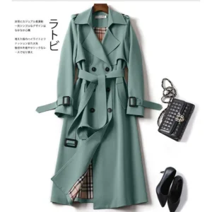 Korean Style Long Coat for Women Slim-Fit Trench Coat