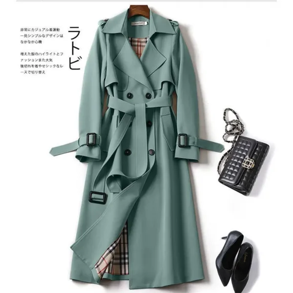 Korean Style Long Coat For Women Slim-Fit Trench Coat