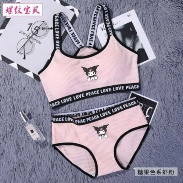 Cute Girl'S Bra No Steel Ring Bra Set Beautiful Back Bikini Set - Image 2