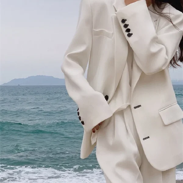 Office Lady Korean Style Blazer And Pant 2 Piece Suit Set