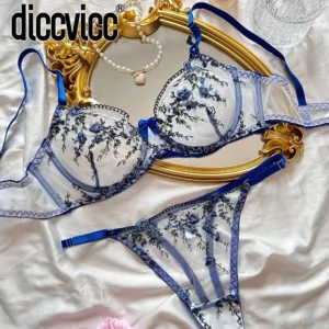 3D Floral Bikini Lingerie See Through Sheer Lace Outfit