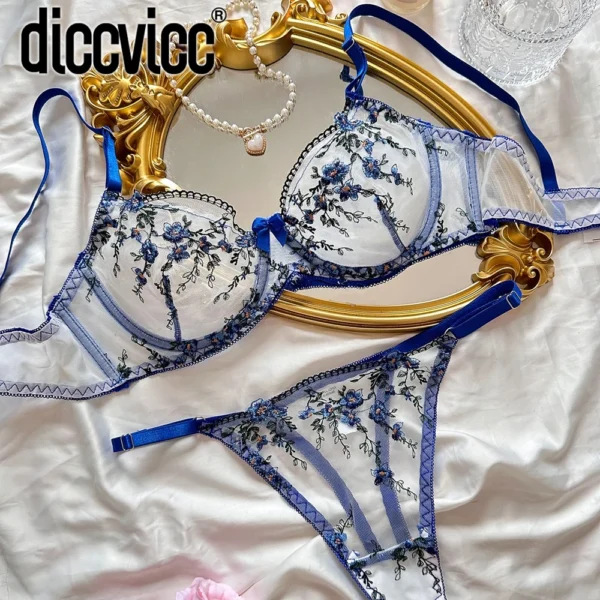 3D Floral Bikini Lingerie See Through Sheer Lace Outfit