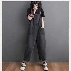 Korean Jumpsuit Black Jumpsuits Denim for Women