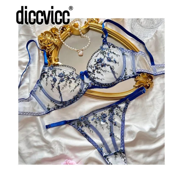 3D Floral Bikini Lingerie See Through Sheer Lace Outfit - Image 9