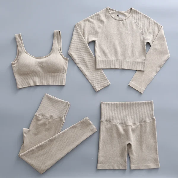 Women'S Seamless Yoga Suit Set 2/3/4 Pieces Gym Clothes - Image 7