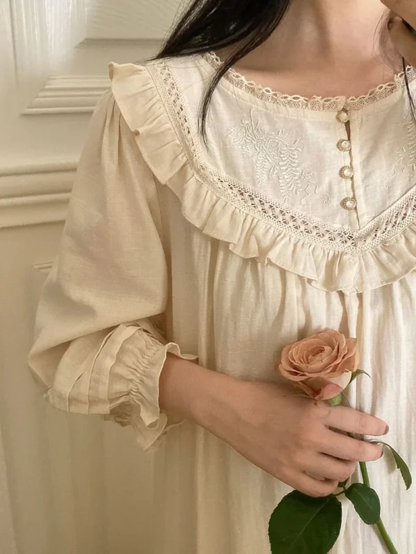 Women Pure Cotton Long Cute Nighty