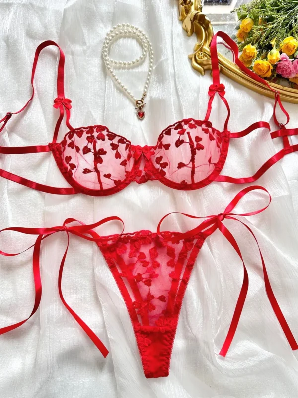 Sexy Bikini For Fine Women Heart-Shaped Embroidery - Image 9