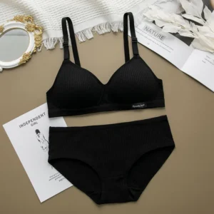 Women Seamless Bikini Sexy Stretch Crop Top Lingerie Set