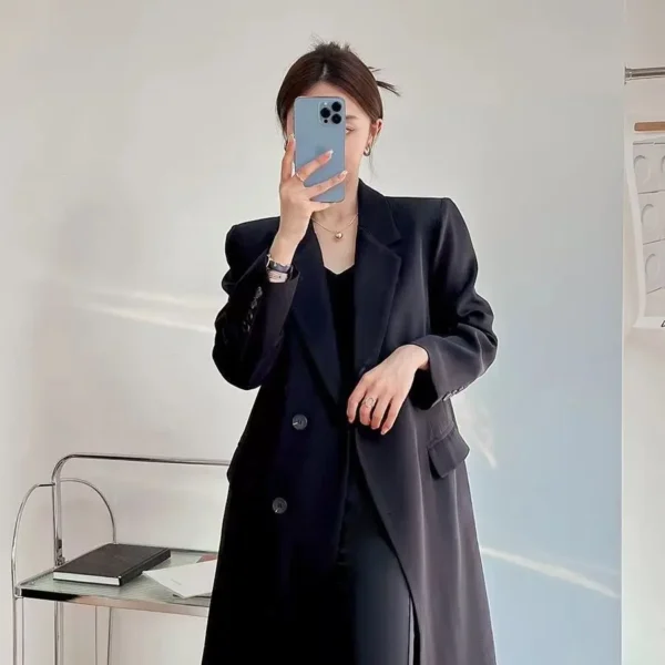 Fashionable Korean Style Long Coat Single Breasted Coats - Image 8