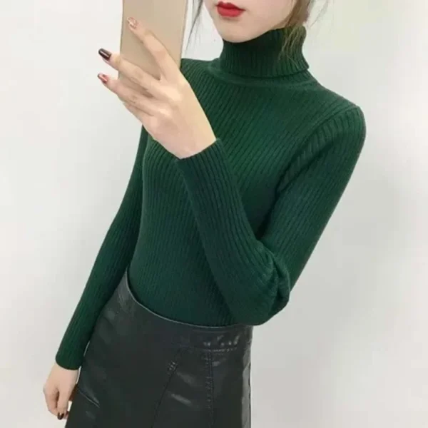 Women High Neck Top Slim Knitwear Ladies Fashion Sweater - Image 4