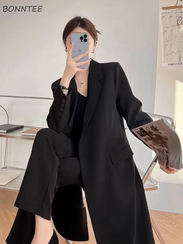 Fashionable Korean Style Long Coat Single Breasted Coats - Image 2
