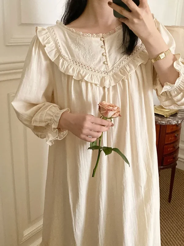Women Pure Cotton Long Cute Nighty - Image 2