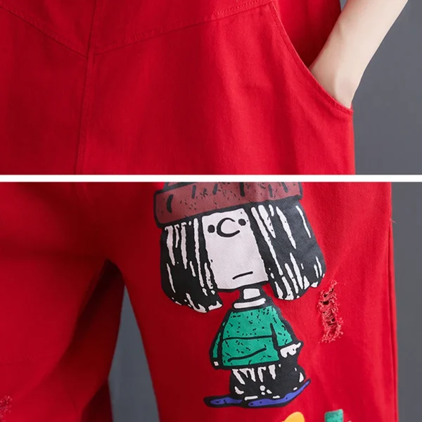 Cute Summer Jumpsuit Cartoon Print Denim Comfy Jumpsuits - Image 5