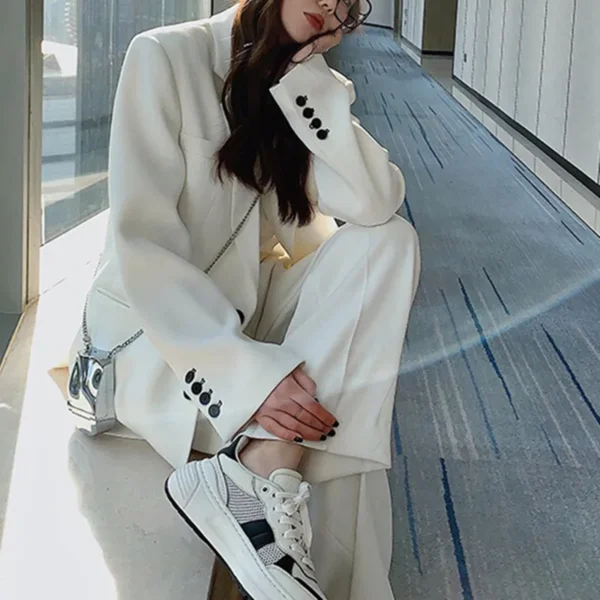 Office Lady Korean Style Blazer And Pant 2 Piece Suit Set - Image 3
