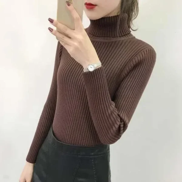 Women High Neck Top Slim Knitwear Ladies Fashion Sweater - Image 5