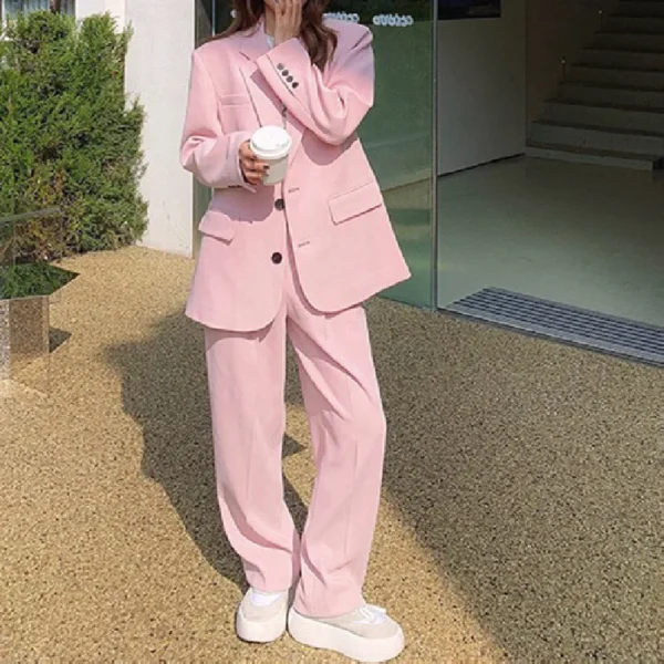 Office Lady Korean Style Blazer And Pant 2 Piece Suit Set - Image 6