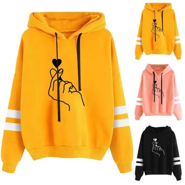 Women'S Korean Style Hooded Sweatshirt Printed Sweatshirt - Image 2