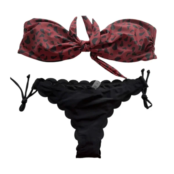 Sexy Bikini Strapless Ruffled Bow Drawstring Bikini - Image 4