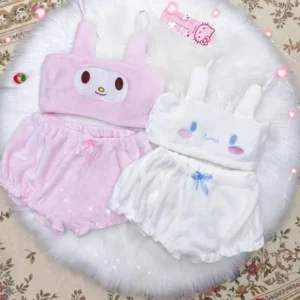 Anime Bikini Soft Plush Underwear Lolita Cartoon Bra Panty Set