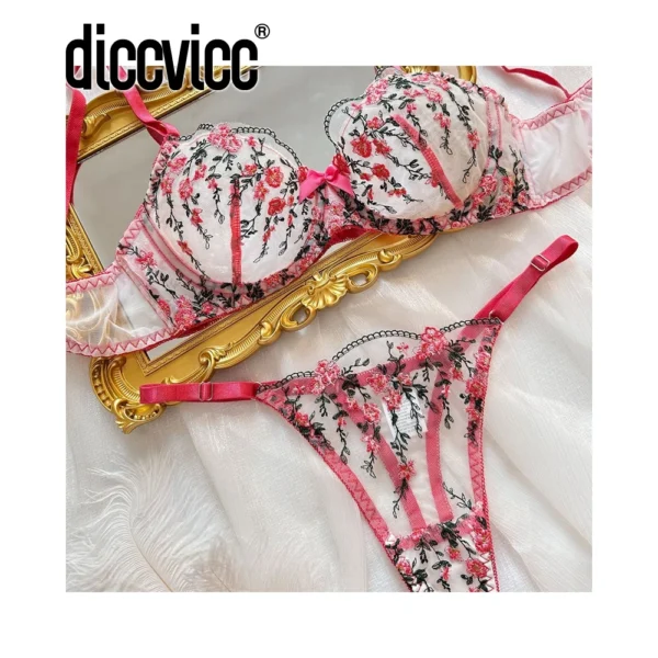 3D Floral Bikini Lingerie See Through Sheer Lace Outfit - Image 8