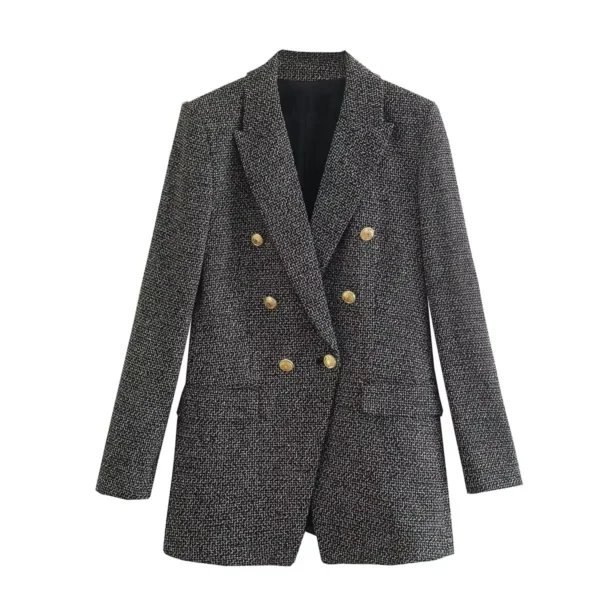 Elegant Office Dress Notched Collar Coat Formal Outerwear - Image 9