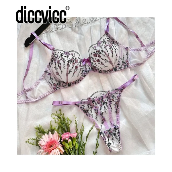 3D Floral Bikini Lingerie See Through Sheer Lace Outfit - Image 7