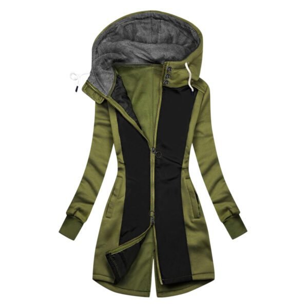 Hooded Ladies Winter Sweatshirt Mid-Length Jacket - Image 3