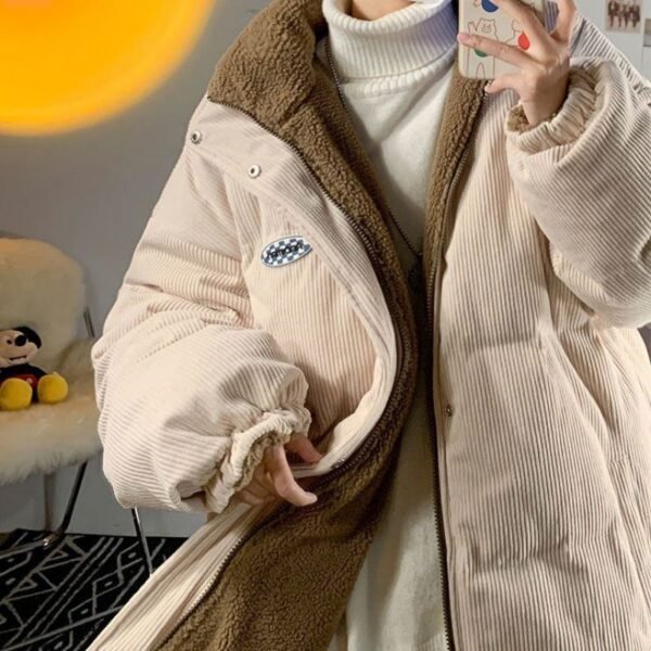 Ultra-Thin Student Winter Coat Lamb Wool Coat - Image 3