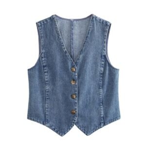 Fashionable Denim Top Waistcoat Vest Women