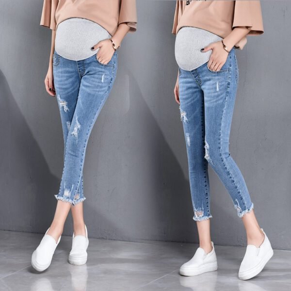 Maternity Jeans Nine-Point Pencil Elastic Waist Jean Outer Wear