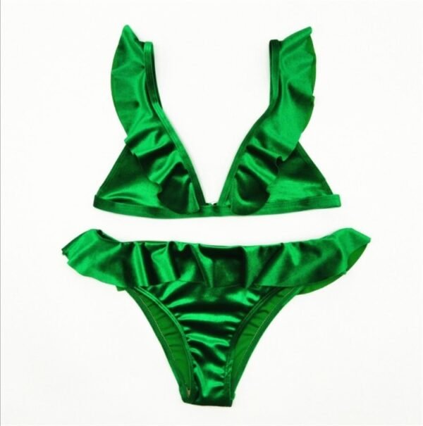 Women Ice Velvet Ruffle Bikini Sets Band - Image 5