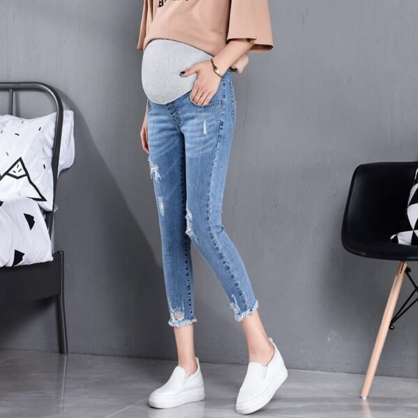 Maternity Jeans Nine-Point Pencil Elastic Waist Jean Outer Wear - Image 2