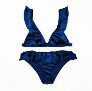 Women Ice Velvet Ruffle Bikini Sets Band