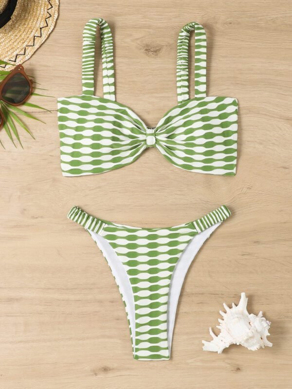 Sexy Strip Printed Bikini Summer Beach Swimsuit Set - Image 5