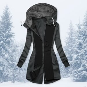 Hooded Ladies Winter Sweatshirt Mid-length Jacket