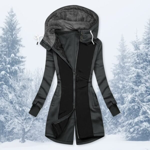 Hooded Ladies Winter Sweatshirt Mid-Length Jacket