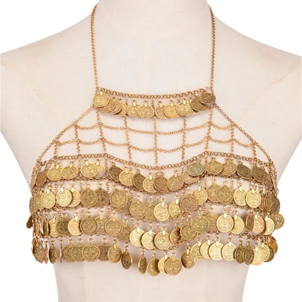 Metal Mesh Gypsy Body Sexy Bra Tassel Bra - Image 2