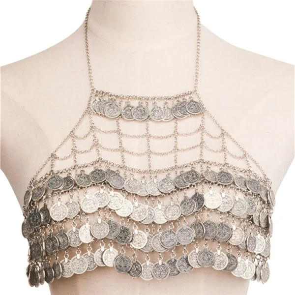 Metal Mesh Gypsy Body Sexy Bra Tassel Bra