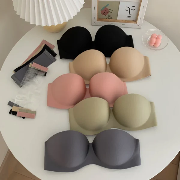 Women Sexy Strapless Bra Solid Sexy Push Up Bra - Image 7