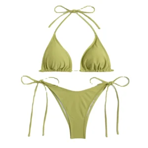 Women's Solid Color Sexy Bikini Drawstring Bikini
