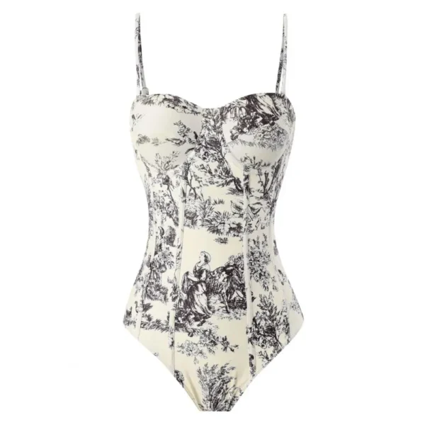 Retro Sexy One-Piece Beach Wear Printed Beach Dress - Image 12